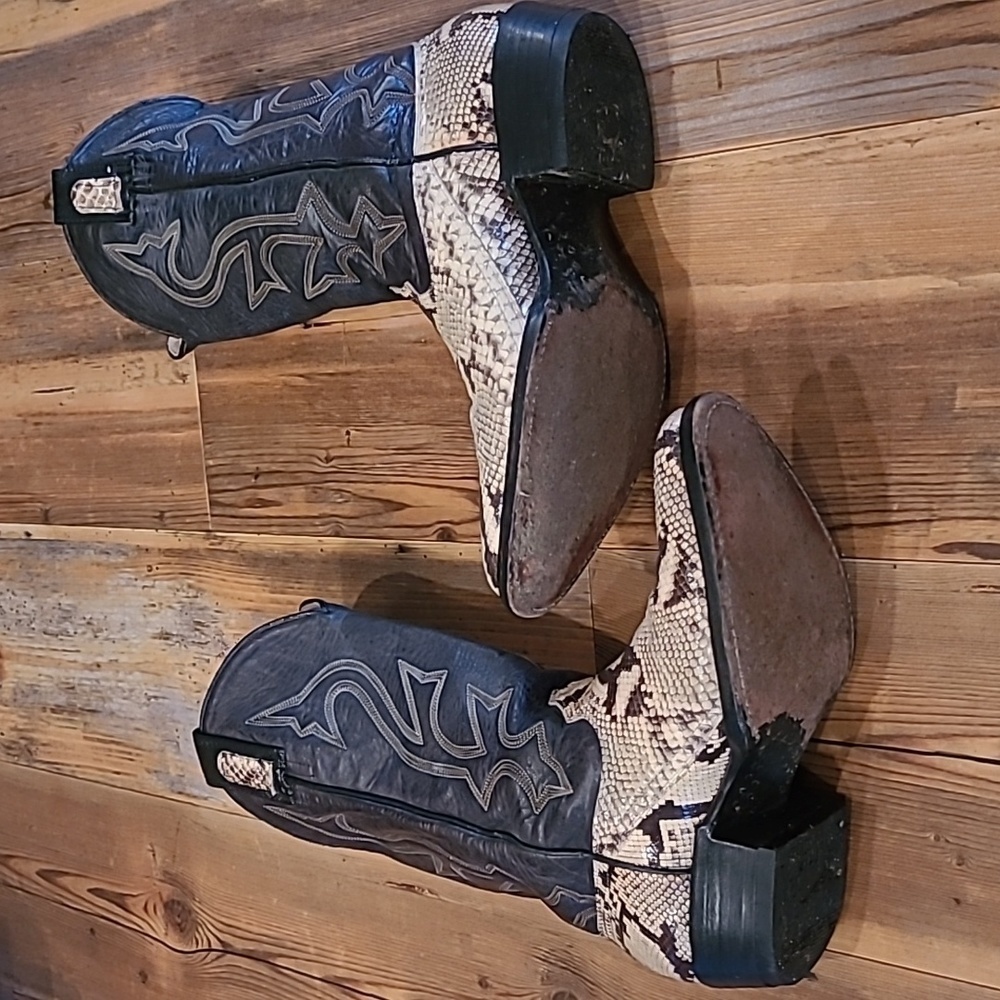 VINTAGE BISONTE COWBOY BOOTS "AVICK"Genuine Leather/Snakeskin,Unisex - Picture 7 of 17